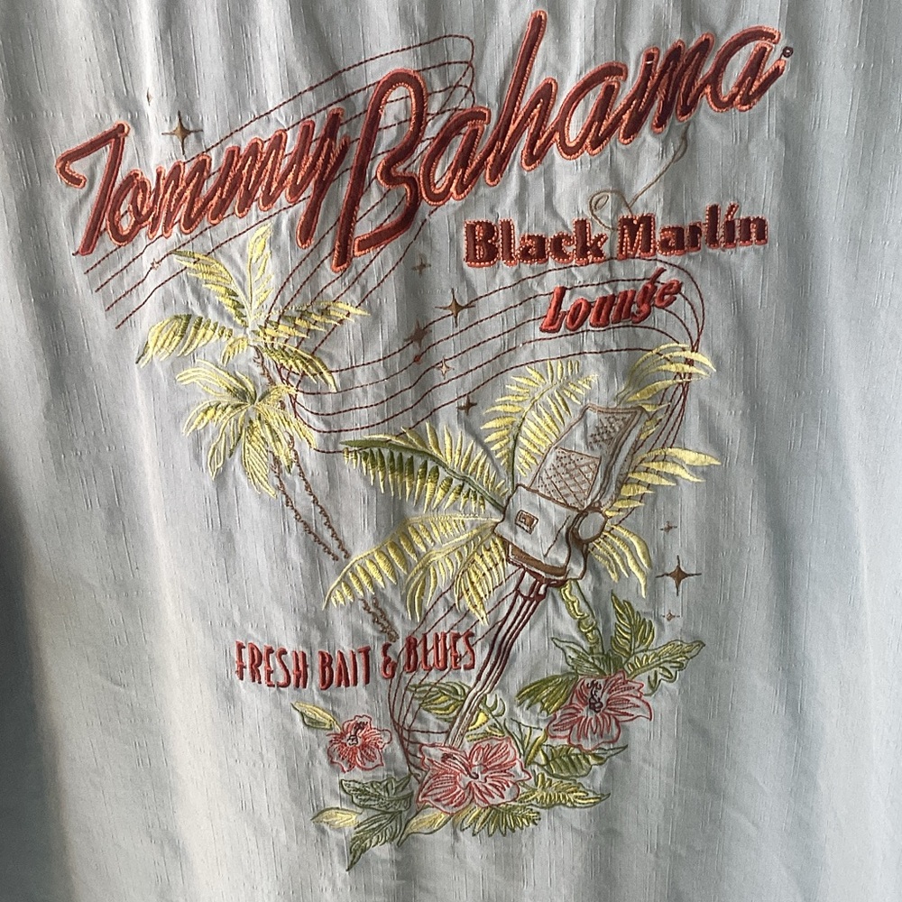 Tommy Bahama Light Blue Short-Sleeve Embroidered Tropical Microphone Tee